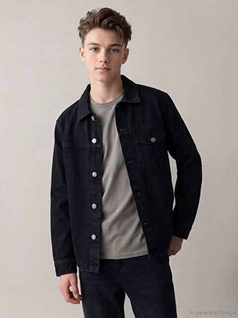 LCW Kids Uzun Kollu Erkek Çocuk Jean Ceket