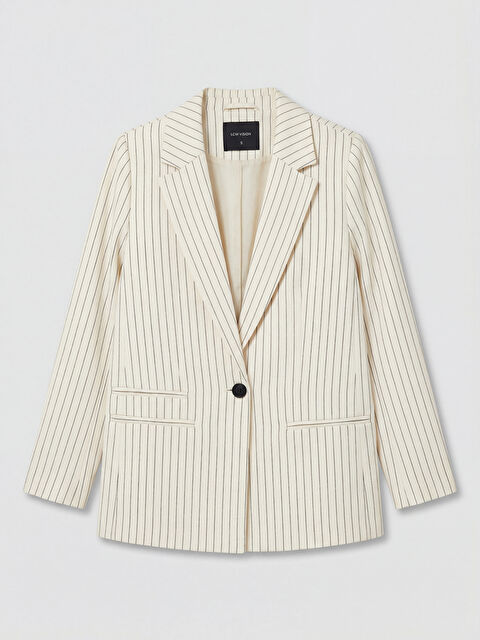 LCW Vision Çizgili Keten Karışımlı Kadın Blazer Ceket - S6C561Z8-ELZ