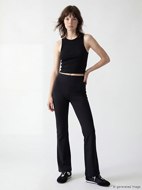 XSIDE Yüksek Bel İspanyol Paça Kadın Tayt Pantolon - S6D567Z8-CVL