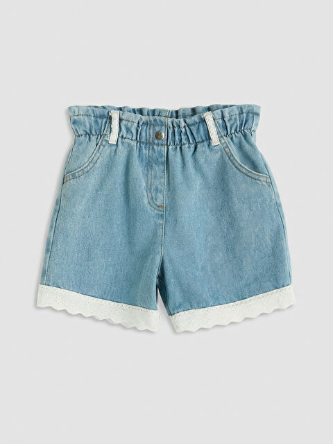 LCW Kids Dantel Detaylı Kız Çocuk Jean Şort