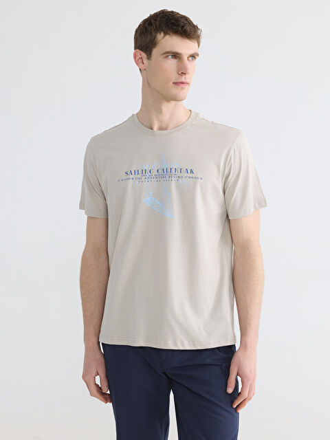 LCWAIKIKI Classic T-shirt en jersey à col rond imprimé pour homme