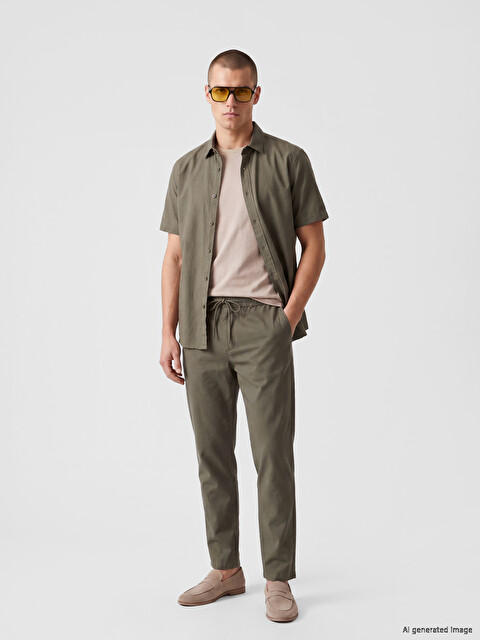 XSIDE Relax Fit Gabardine Men's Trousers - S6B574Z8-HCT - LC Waikiki