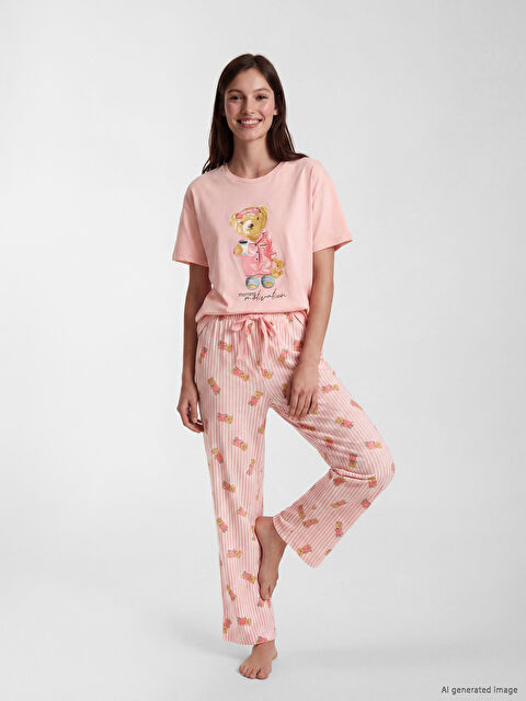 LCW DREAM Ayı Teddy Baskılı Kadın Pijama Takım