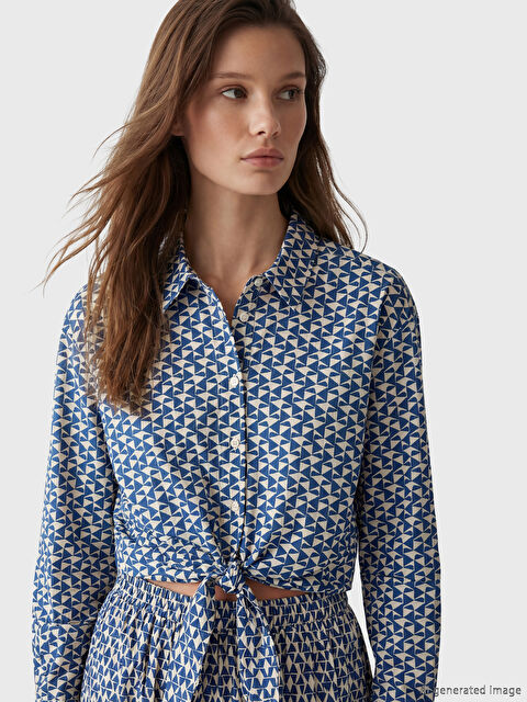 LCW Modest Bağlama Detaylı Desenli Kadın Gömlek