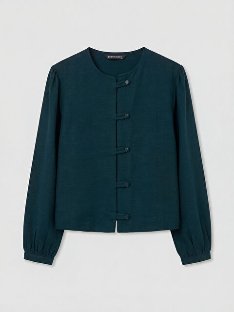 LCW Modest Bisiklet Yaka Keten Karışımlı Bluz - S6D579Z8-CRP
