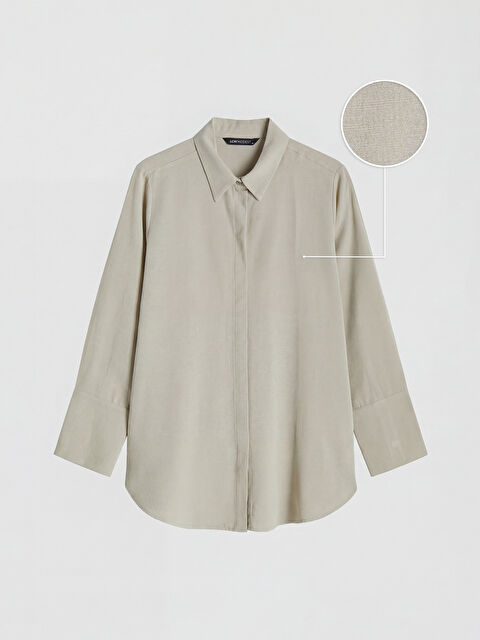 LCW Modest Oversize Keten Karışımlı Kadın Gömlek Tunik