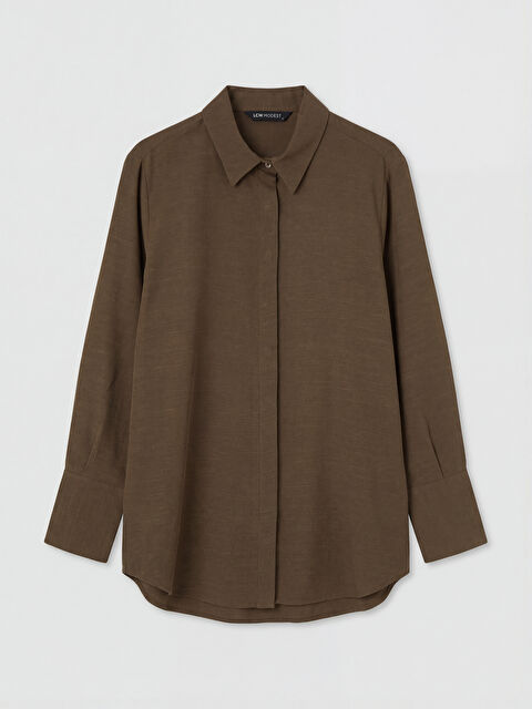 LCW Modest Oversize Keten Karışımlı Kadın Gömlek Tunik