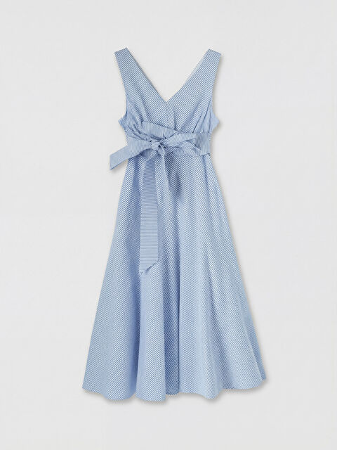 XSIDE Çizgili Fiyonklu Belden Oturtmalı Elbise