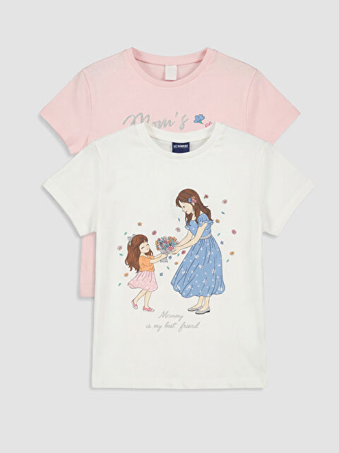LCW Kids Baskılı Kız Çocuk Tişört 2'li