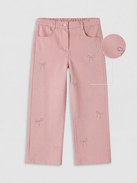 LCW baby Fiyonk Desenli Kız Çocuk Gabardin Pantolon - S6D588Z1-GUV