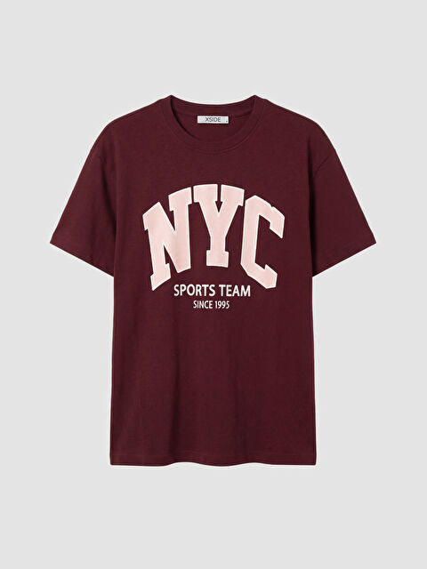 XSIDE Bisiklet Yaka NYC Baskılı Kadın Tişört - S6D589Z8-CWK