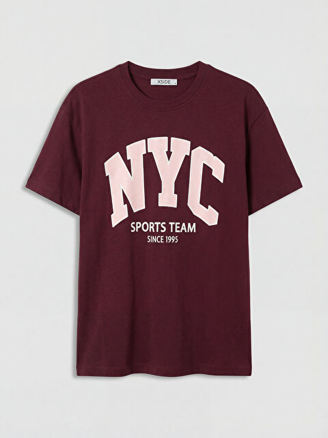 XSIDE Bisiklet Yaka New York Baskılı Kadın Tişört - S6C589Z8-CWK