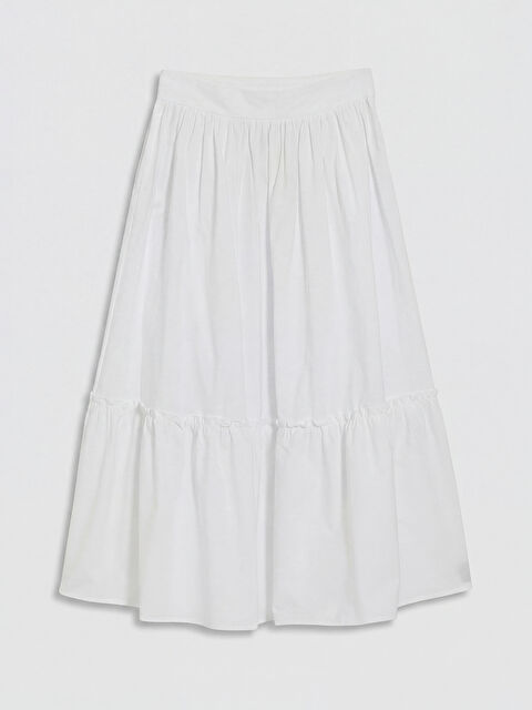 LCW Modest Beli Fermuarlı Poplin Kloş Etek