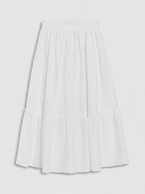 LCW Modest Beli Fermuarlı Poplin Kloş Etek