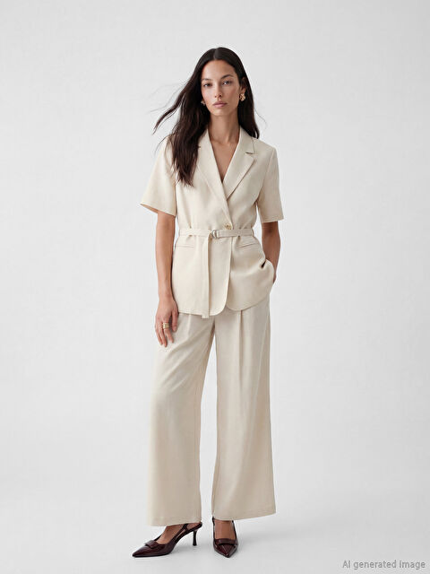 LCWAIKIKI Classic Loose Fit Kadın Pileli Kumaş Pantolon