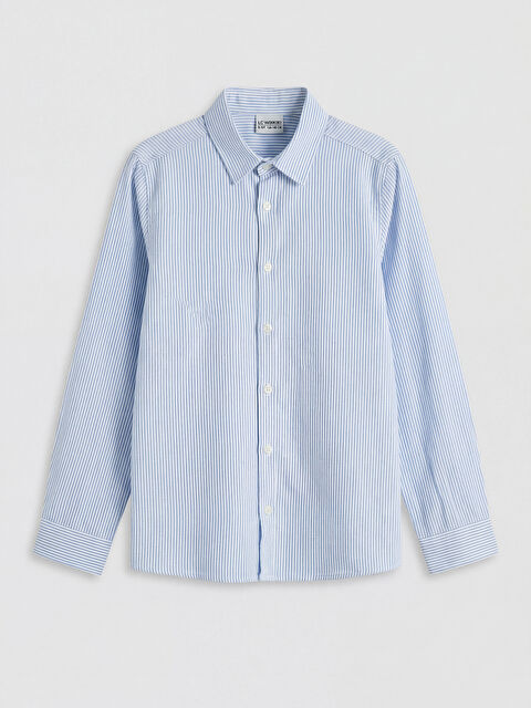 LCW Kids Uzun Kollu Çizgili Oxford Erkek Çocuk Gömlek - S6D599Z4-LEN