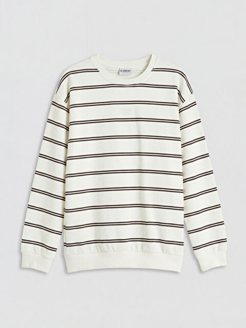 LCW Kids Bisiklet Yaka Çizgili Erkek Çocuk Sweatshirt - S6B605Z4-LRA