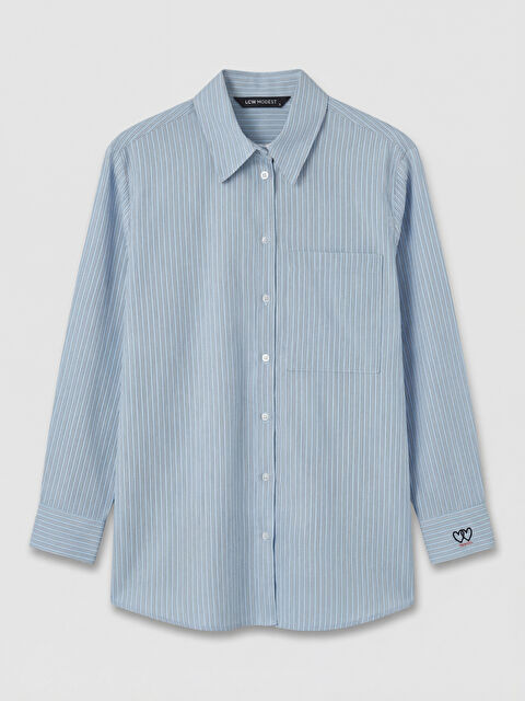 LCW Modest Çizgili Poplin Kadın Gömlek Tunik