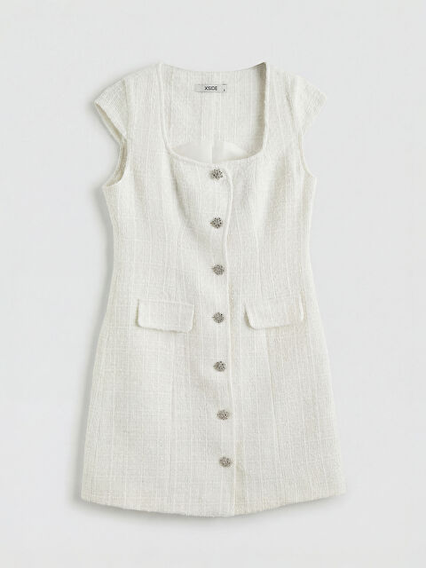 XSIDE Kare Yaka Tüvit Mini Elbise