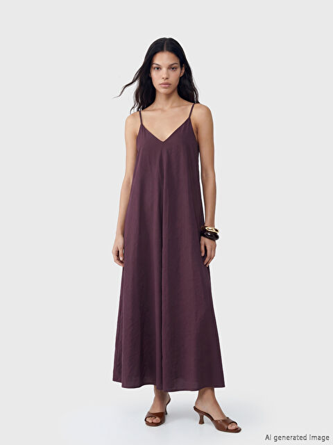 LCW Vision V Yaka İp Askılı A Kesim Elbise