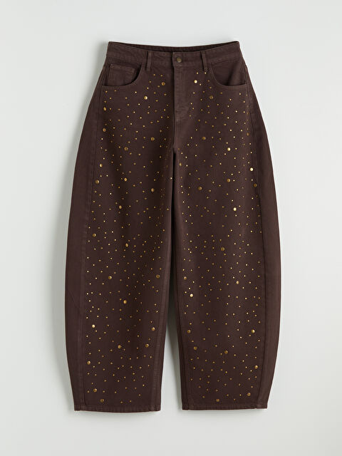 LCW STUDIO Zımba İşlemeli Balloon Fit Kadın Jean Pantolon - S6ON42Z8-CT9