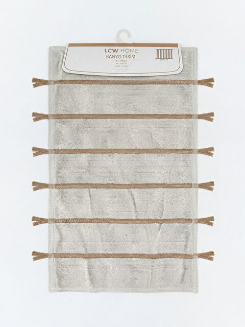 LC WAIKIKI Püskül Detaylı Çizgili Banyo Paspası 60x100 cm - S6C643Z8-LQB