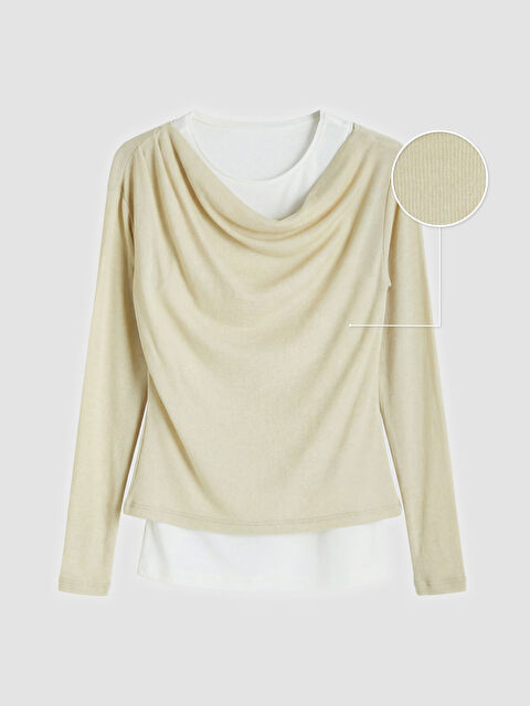 LCW Vision Bisiklet Yaka Büzgülü Bluz