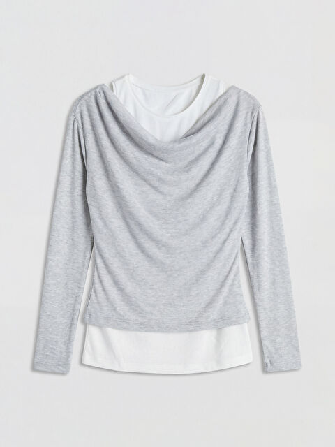 LCW Vision Bisiklet Yaka Büzgülü Bluz