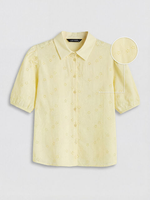 LCW Vision Balon Kollu Kadın Brode Gömlek