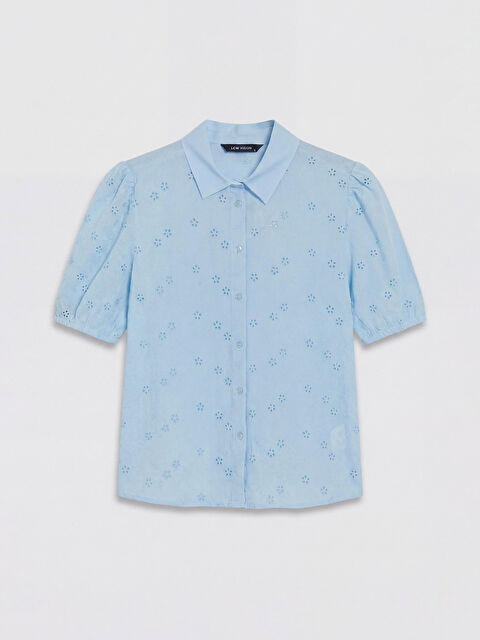 LCW Vision Balon Kollu Kadın Brode Gömlek