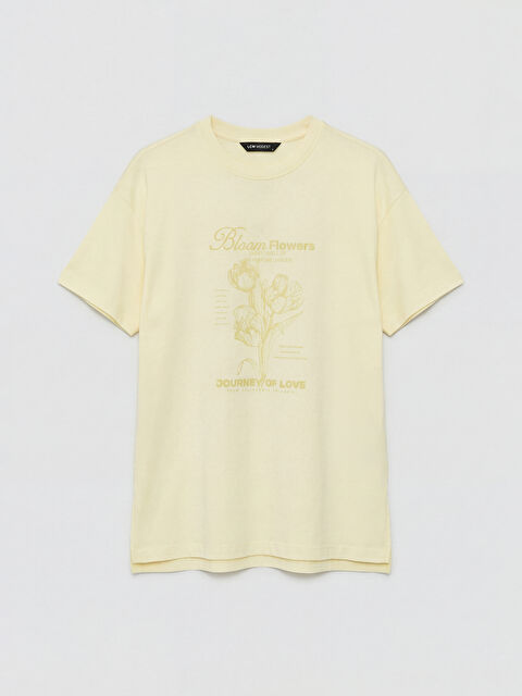 LCW Modest Bisiklet Yaka Baskılı Kadın Tişört