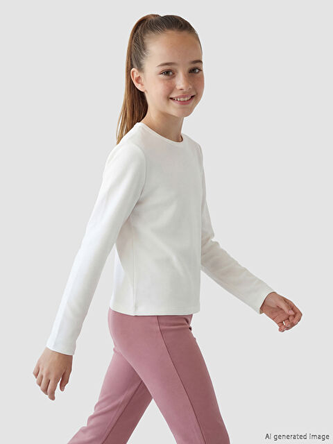 LCW Kids Bisiklet Yaka Kız Çocuk Basic Tişört - S6F653Z4-R9J