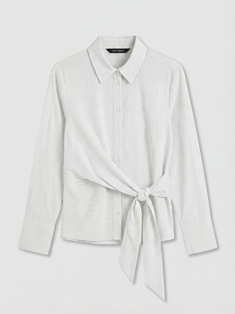 LCW Vision Çizgili Poplin Kadın Gömlek - S6F654Z8-LFC