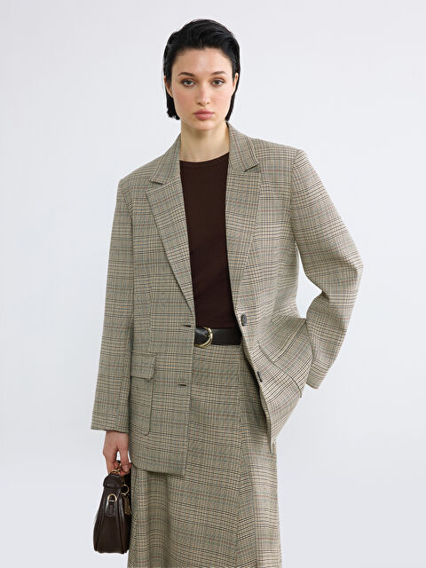 LCW Vision Ekose Kadın Blazer Ceket - S6F657Z8-LLL