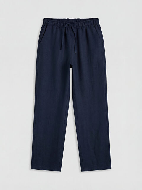 LCW Modest Beli Lastikli Kadın Keten Pantolon - S6A660Z8-HRC