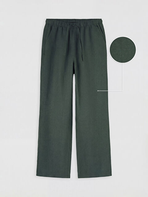 LCW Modest Beli Lastikli Kadın Keten Pantolon