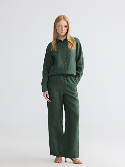 LCW Modest Beli Lastikli Kadın Keten Pantolon