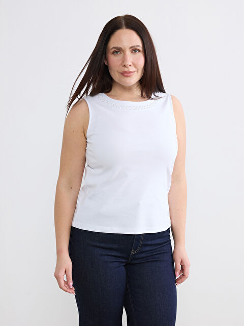 Soulife Bisiklet Yaka Boncuk İşlemeli Kadın Atlet