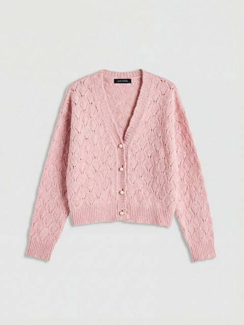 LCW Vision V Yaka Ajurlu Kadın Triko Hırka - S6ON44Z8-G4V