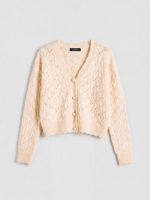 LCW Vision V Yaka Ajurlu Kadın Triko Hırka - S6ON45Z8-YTS