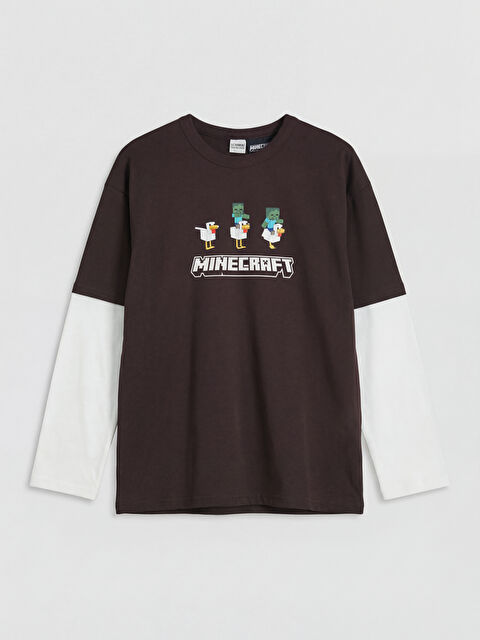 LCW Kids Bisiklet Yaka Minecraft Baskılı Erkek Çocuk Tişört