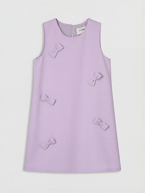 LCW Kids Bisiklet Yaka Fiyonk Detaylı Kız Çocuk Elbise