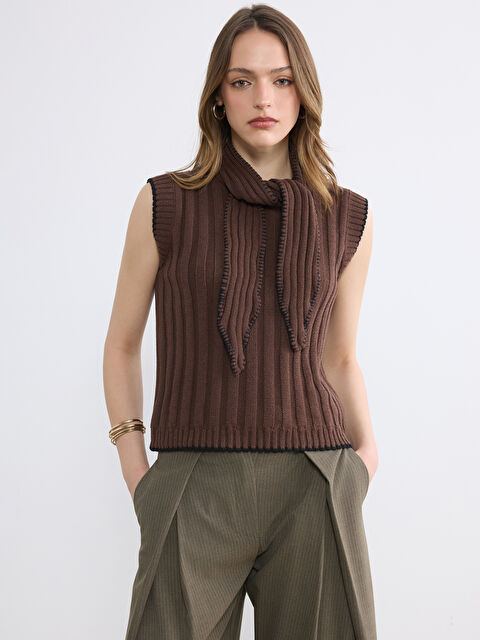 LCW Vision Fular Yaka Kadın Triko Süveter - S6ON46Z8-D2N