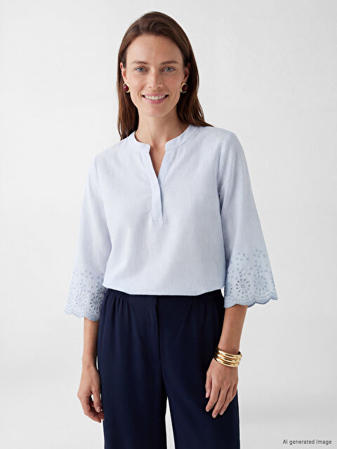 LCW Grace Kaçık Yaka Çizgili Bluz