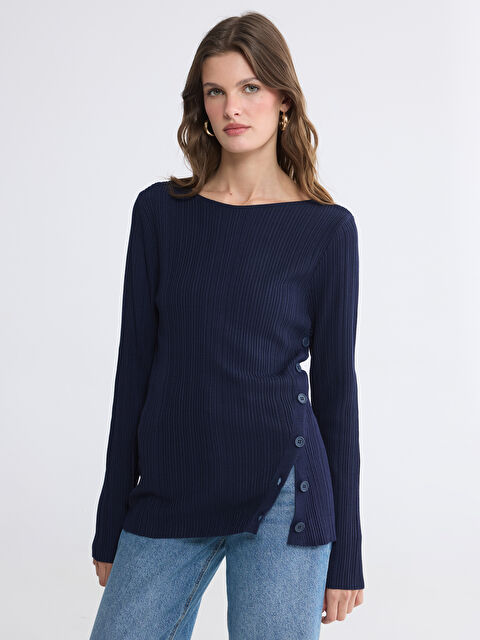 LCWAIKIKI Classic Bisiklet Yaka Fitilli Kadın Triko Kazak - S6A673Z8-E1J