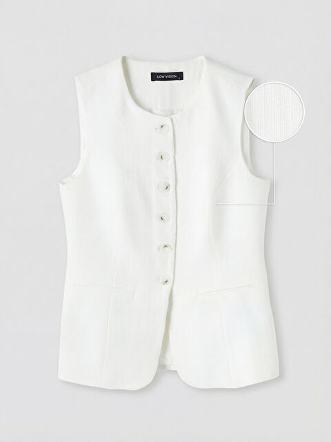 LCW Vision Bisiklet Yaka Poplin Kadın Klasik Yelek