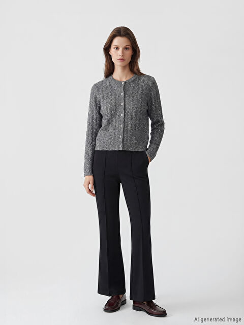 LCW Modest Beli Lastikli İspanyol Paça Kadın Pantolon - S6E677Z8-1UY