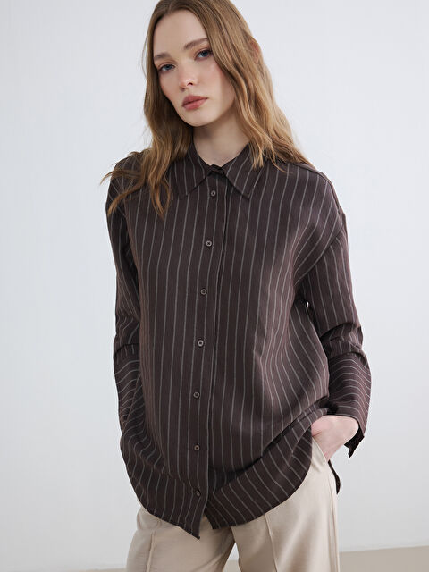 LCW Modest Çizgili Kadın Gömlek Tunik