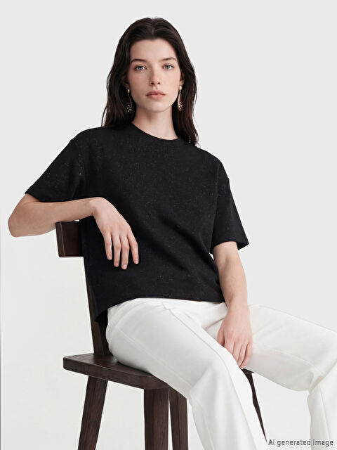 LCW Comfort Desenli Soft Touch Kadın Tişört