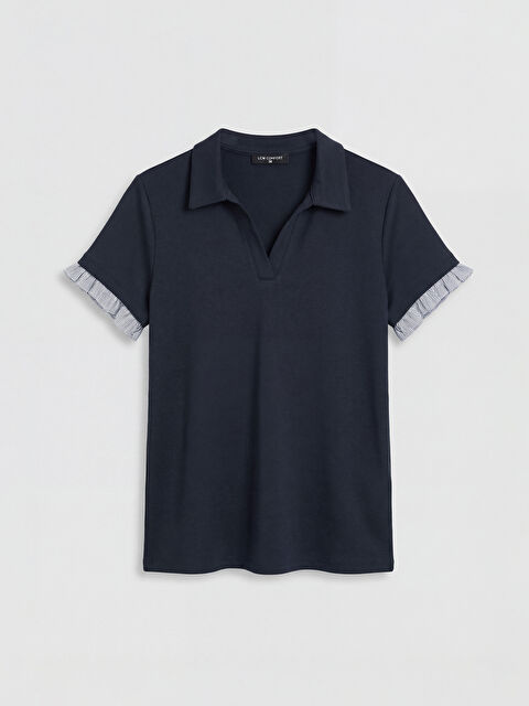 LCW Comfort Polo Yaka Fırfırlı Soft Touch Kadın Tişört - S6C681Z8-HRZ